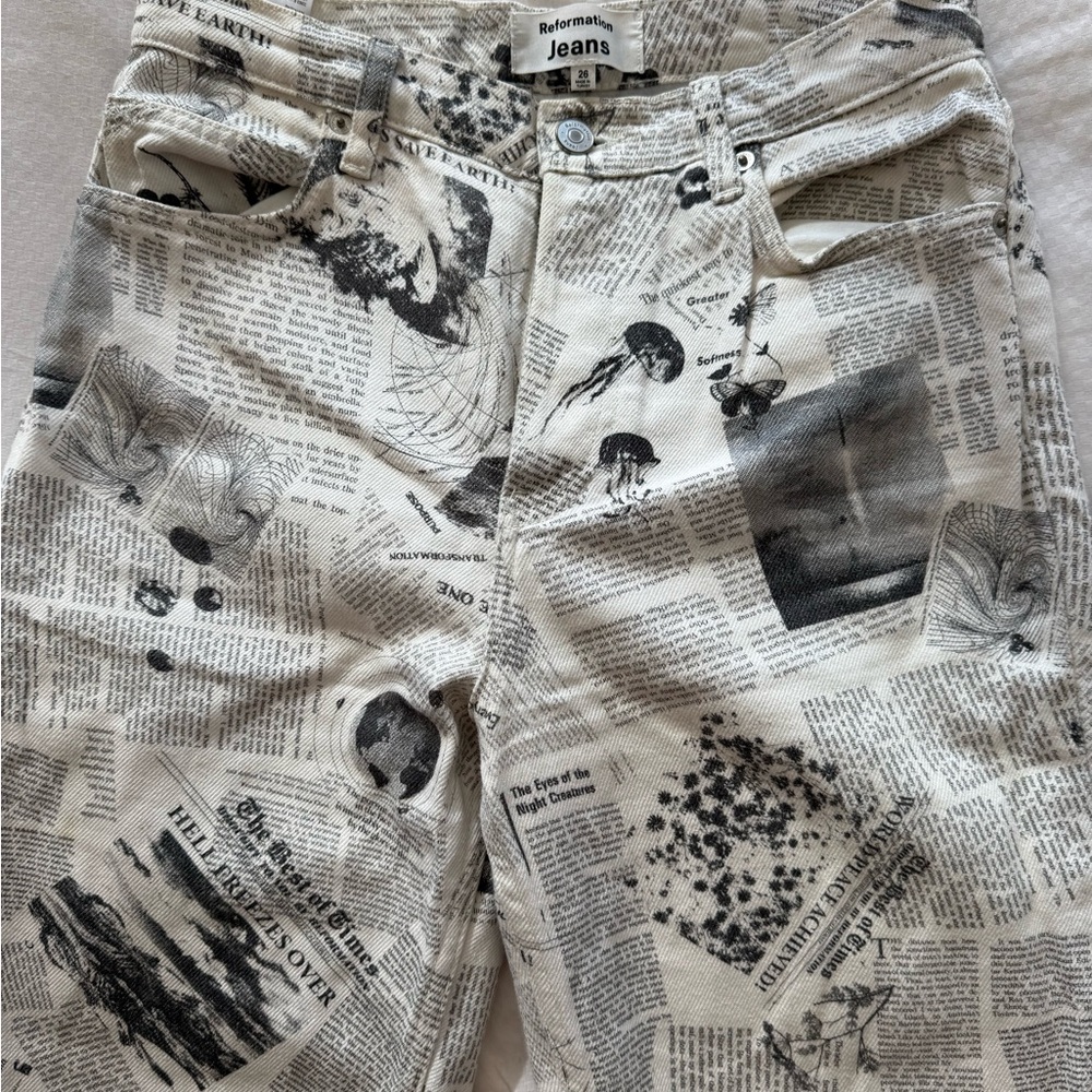 Reformation Black and White Graphic Print Jeans